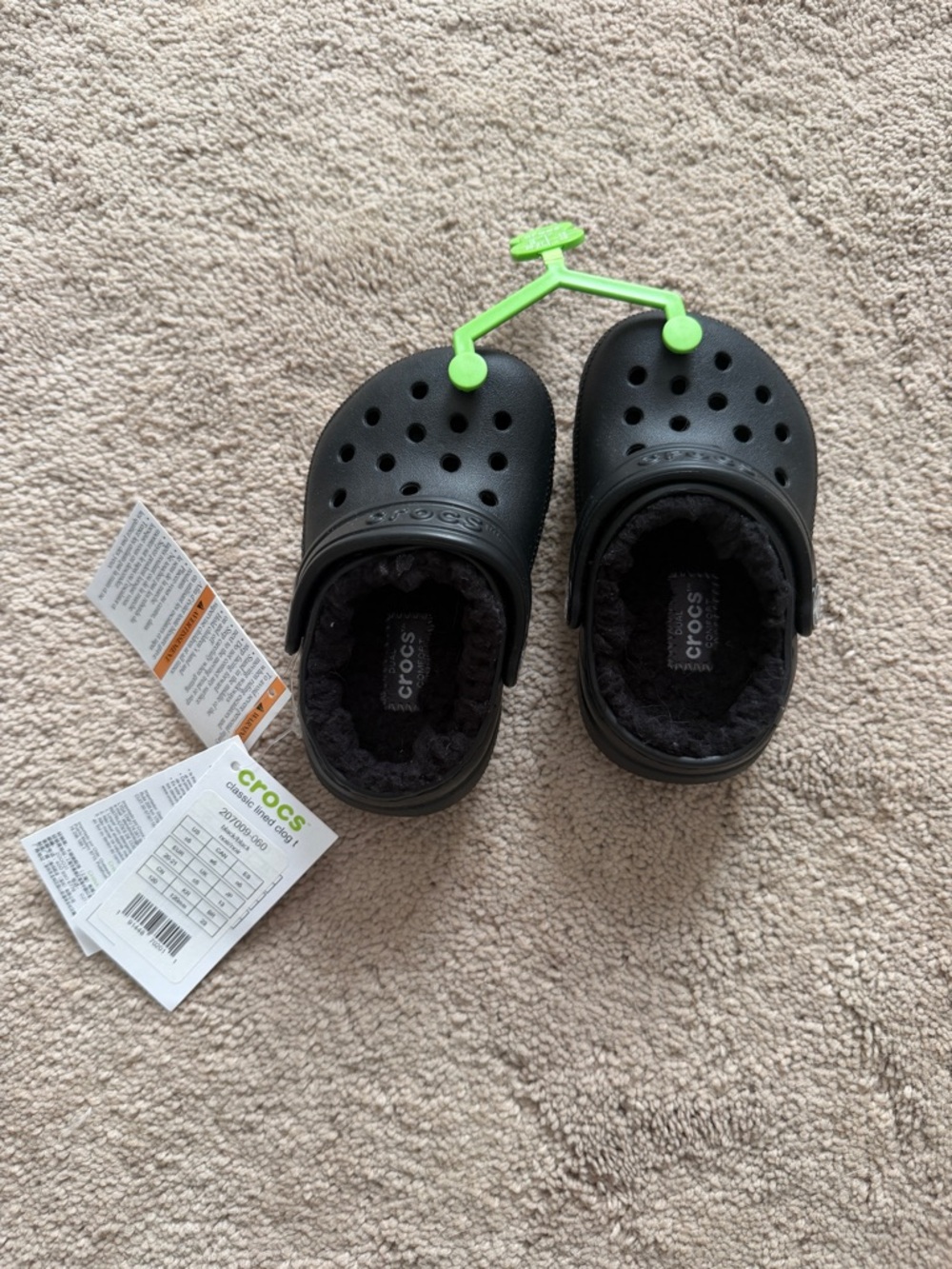 CROCS Kids Black Lined Clogs NWT